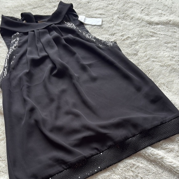 Suzy Shier Black Sequin Mesh Blouse – Size S | Night-Out Glam | Statement Style - Picture 3 of 5